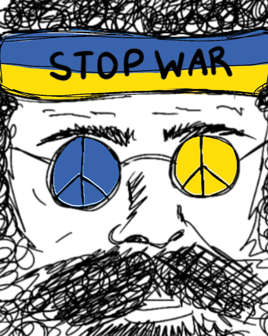 karlskopf LOVE NOT WAR Nahaufnahme