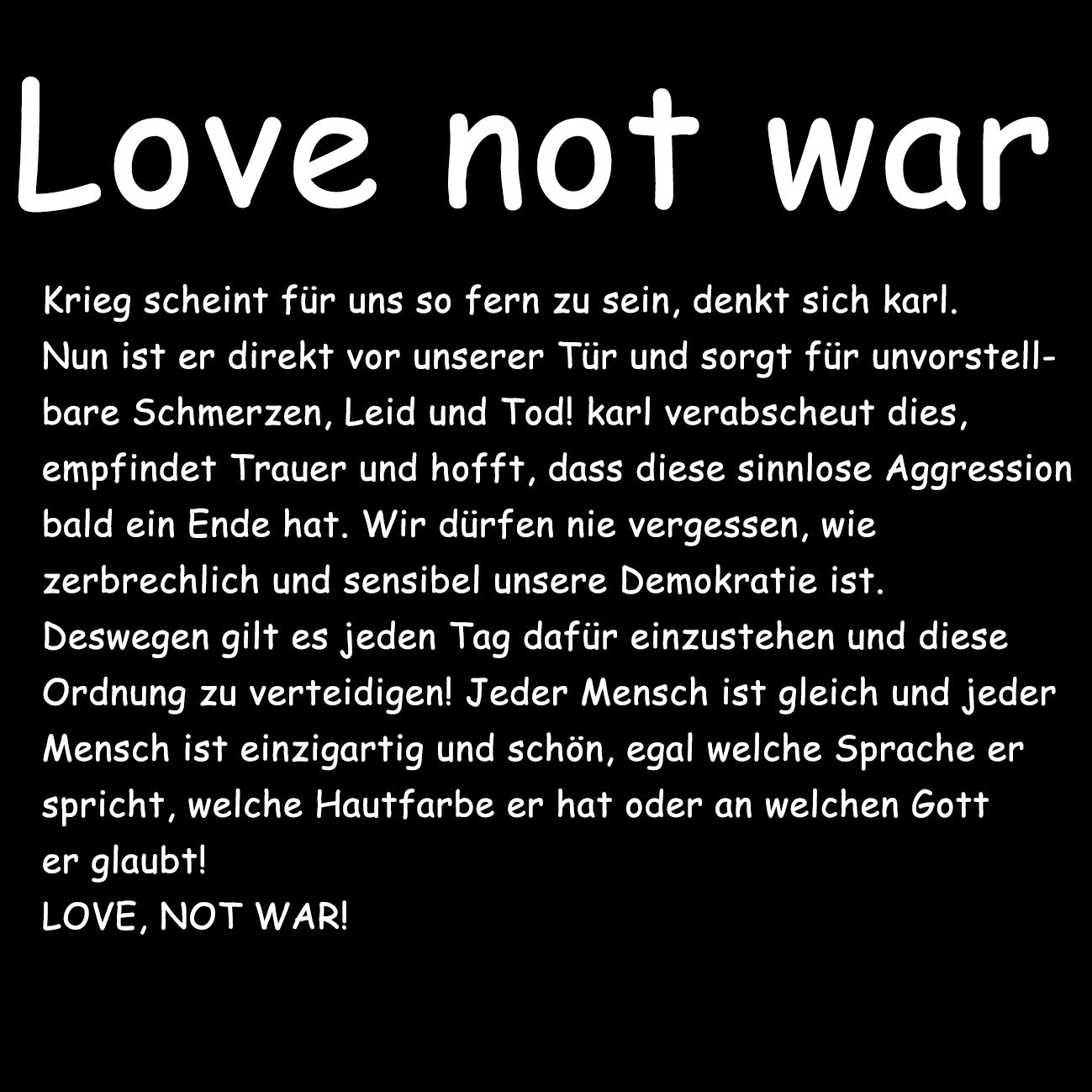 LOVE NOT WAR - Herren T-Shirt oversized